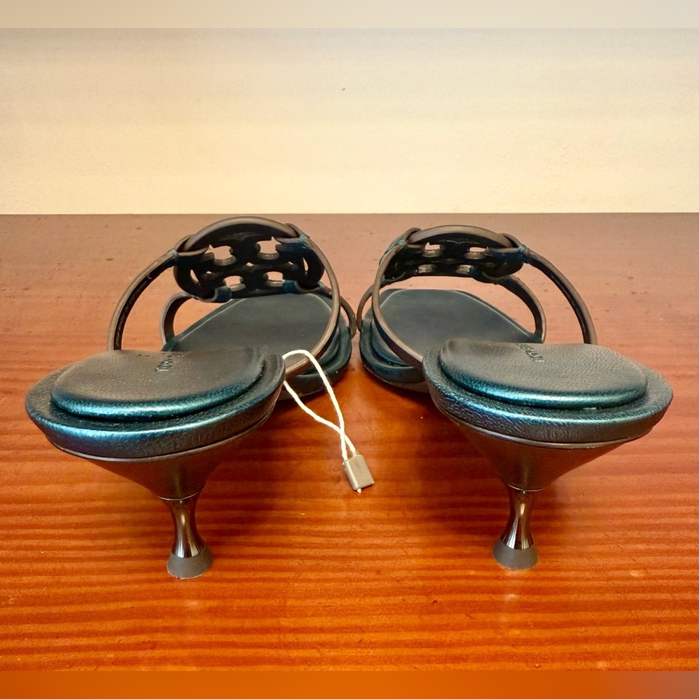 NEW tory burch miller bombe low heel sandal in turquoise, women’s 8.5 - Picture 7 of 11